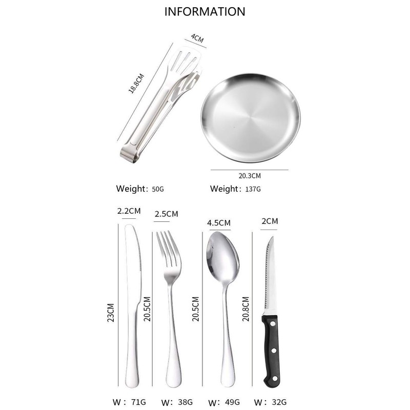 10-Piece Camping Mess Kit for 2 - Stainless Steel Silverware