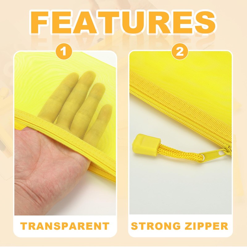 PATIKIL A4 Mesh Zipper Pouch Bags, 5 PCS Mesh Bags