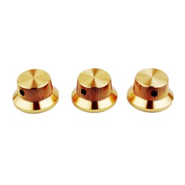 Guyker Electric Guitar Bass Control Potentiometer Knobs, Aluminum alloy Hat Top Metal Volume Knob Replacement Parts (3 Piece, Gold)