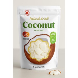 Natural Dried Coconut - NO Added Chemicals/NO Sulfur Dioxide - Premium Quality, Tasty Snack. 100% Natural - 8 oz (226g).