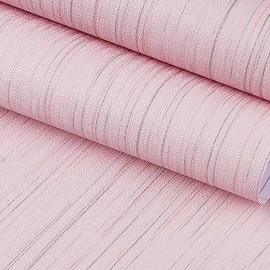 FunStick 15.8 "x240" Papel tapiz rosa pastel Papel tapiz de tela de hierba para pelar y pegar Papel de contacto rosa texturizado Papel de pared de tela de lino autoadhesivo extraíble