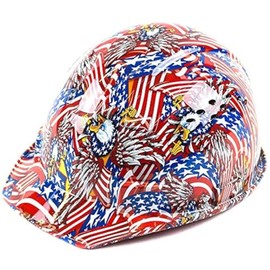 Troy Safety RK-HP34-FLAG Patterned Hard Hat Cap Style with 4 Point Ratchet Suspension (Flag)