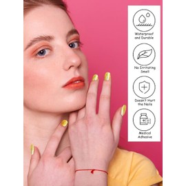 TOROKOM Halb ausgehärtete Gel Nagelstreifen- 20PCS U V Gel Nagel Aufkleber Transparente Nagel Wraps für Home Nail DIY Salon-Qualität streifen mit Nagelfeile, U V Licht erforderlich (Gloden Glitter)