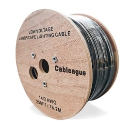 Cableague 14/2 Low Voltage Landscape Lighting Wire 250ft 14AWG*2C Waterproof Conductor Outdoor Direct Burial 250 feet Black