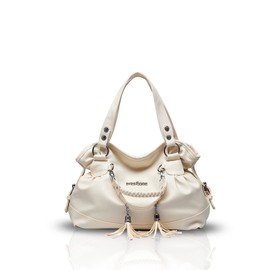 [NICOLE & DORIS] 新しいソフトフリンジバッグタッセルハンドバッグの女性のトートバッグショルダークロスボディメッセンジャーバッグ財布PUレザー 白