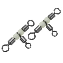 PATIKIL 3 Way Swivel 1.6x0.8 Inch, 30 Pack Cross Line T Turn Rolling Terminal Tackle with Luminous Beads for Catfish Surf Rig, Black