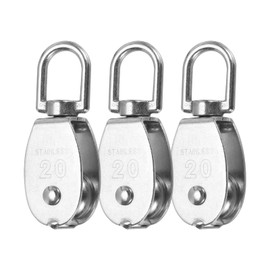 PATIKIL Single Pulley Block Load 165lbs M20, 3 Pack 304 Stainless Steel Swivel Lifting Pulley Roller for Hanging Lifting