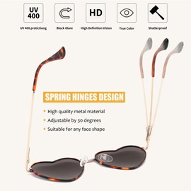 FEISEDY Polarized Heart Sunglasses Women Men Metal Frame Cute Lovely Glasses UV400 Protection B2375