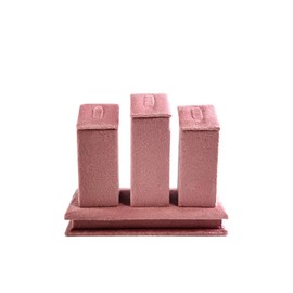 SCIKHEFT Jewelry Rack Display All Pink Velvet Cloth Window Necklace Ring Jewelry Display Props High-End Display Props (3 digit ring holder)