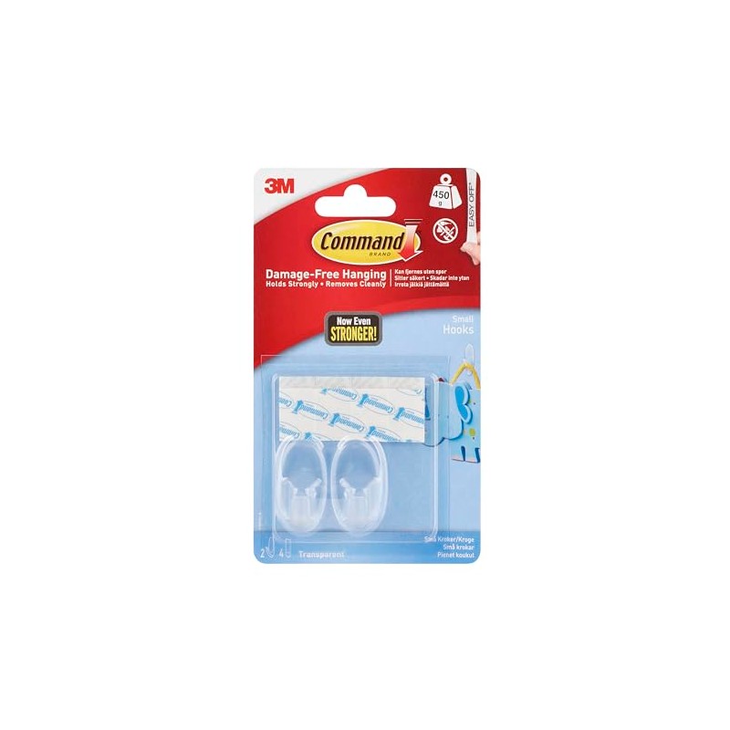 Command Small Clear Hooks with Clear Strips 17092CLR