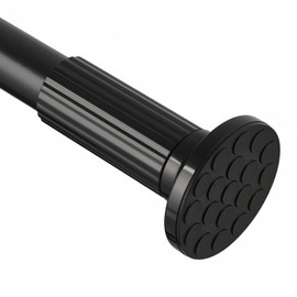 ZOCONE Tension Curtain Rod 51-128 In (4.25-10.5Ft), Shower Curtain Rod No Drilling for Bathroom, Outdoor Curtain Rods for Patio, Adjustable Spring Shower Rod Room Divider Closet Rod, Never Rust, Black