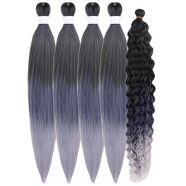 Light Blue Braiding Hair Pre Stretched for Boho Braids Ombre Hypoallergenic Boho Braiding Hair Pre-stretched Knotless ez Braids Synthetic braid hair extensions