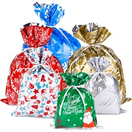 MIAHART 8 x Christmas Changing Bags Style Xmas Bags with Ribbons for Christmas Party