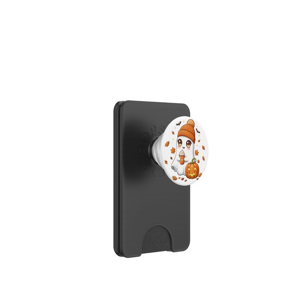 Cute Ghost Pumpkin Spice Latte Fall Season PopSockets PopWallet for