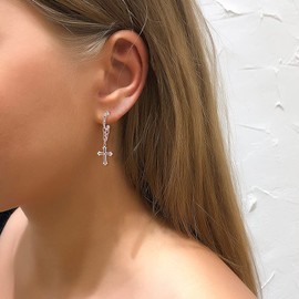 EVER FAITH Women's Huggie Earrings 925 Sterling Silver, Zirconia Earrings Nickel-Free Small Hoop Earrings for Girls, Sterling Silver Cubic Zirconia, Cubic Ziconia