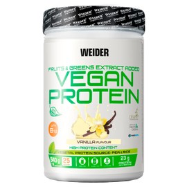 Weider Vegan Protein (540g) Vanilla Flavour. Quality Protein 100% Plant-Based 23g/Serving, Pea Isolate (Pisane) & Rice. with Vitamin B12 & Stevia. Gluten Free, No Sugar. (18 Servings)