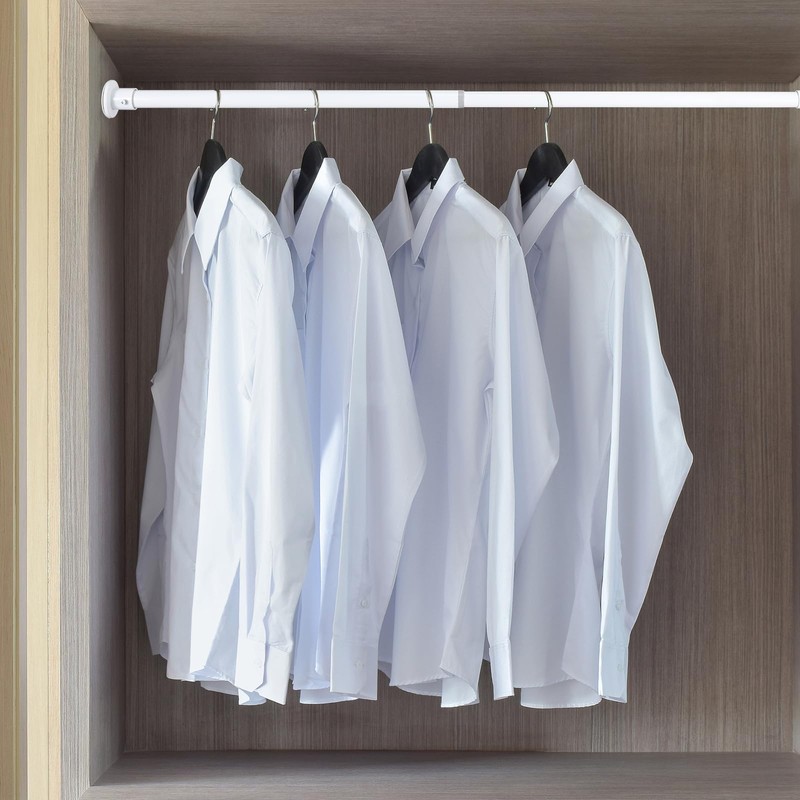 Wardlock 33cm-54cm White Extendable Stainless Steel Wardrobe Rail, Adjustable Clothes