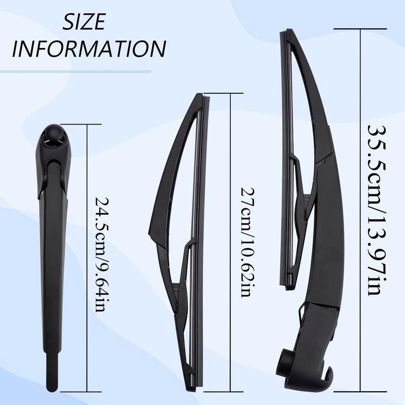 Effitnee Rear Wiper Arm Blade and Arm Set, Back Windscreen