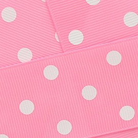 3/8" Grosgrain Ribbon White Dots 143 Bubblegum Pink 100yd