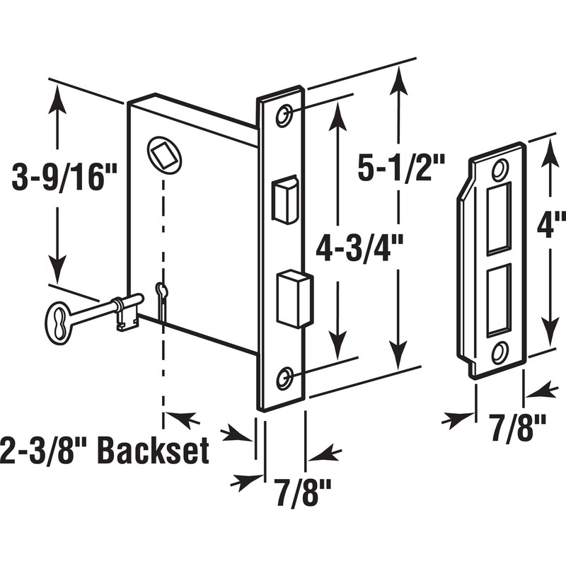 Prime-Line E 22947 Vintage Style Indoor Mortise Lock Assembly Kit