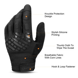 KUTOOK Airsoft Gloves Bike Gloves Men Touchscreen for Shooting Black XX-Large