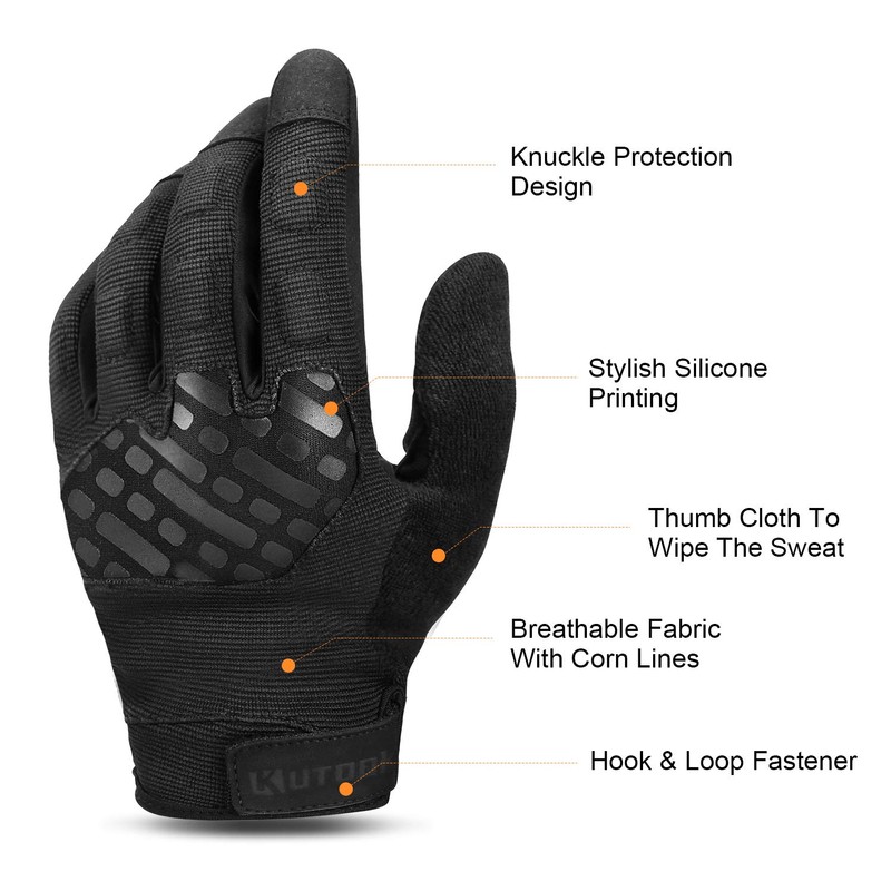 KUTOOK Airsoft Gloves Bike Gloves Men Touchscreen for Shooting Black
