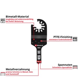 Original Einhell Bi-Metal Plunge Saw Blade for Metal and Woodworking (10 mm Width, 42 mm Immersion Depth, PTFE Finishing, Metal Toothing, Quick Change Function)
