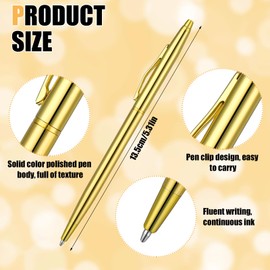 umorismo 10 PCS Metal Ballpoint Pens, Retractable Slim Ballpoint Pens Oily Ballpoint Pen Metal Business Ballpoint Pen Lightweight Black Ink Biro Pen for Hotel Bank Counter School Office Supplies