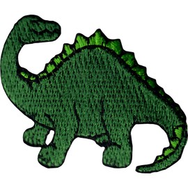 Square Deal Recordings & Supplies Green Dinosaur - Brachiosaurus - Embroidered Sew or Iron on Patch, 2 1/4" x 1 5/8"