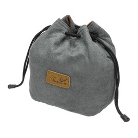 PATIKIL Soft Camera Pouch, L Size Shockproof Drawstring Lens Case Flannel Camera Lens Case Compatible for Nikon DSLR Camera Lens Water Cups, Grey