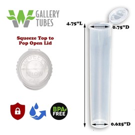 W Gallery 50 Clear 116mm Pop Top Tubes - Airtight Smell Proof Containers