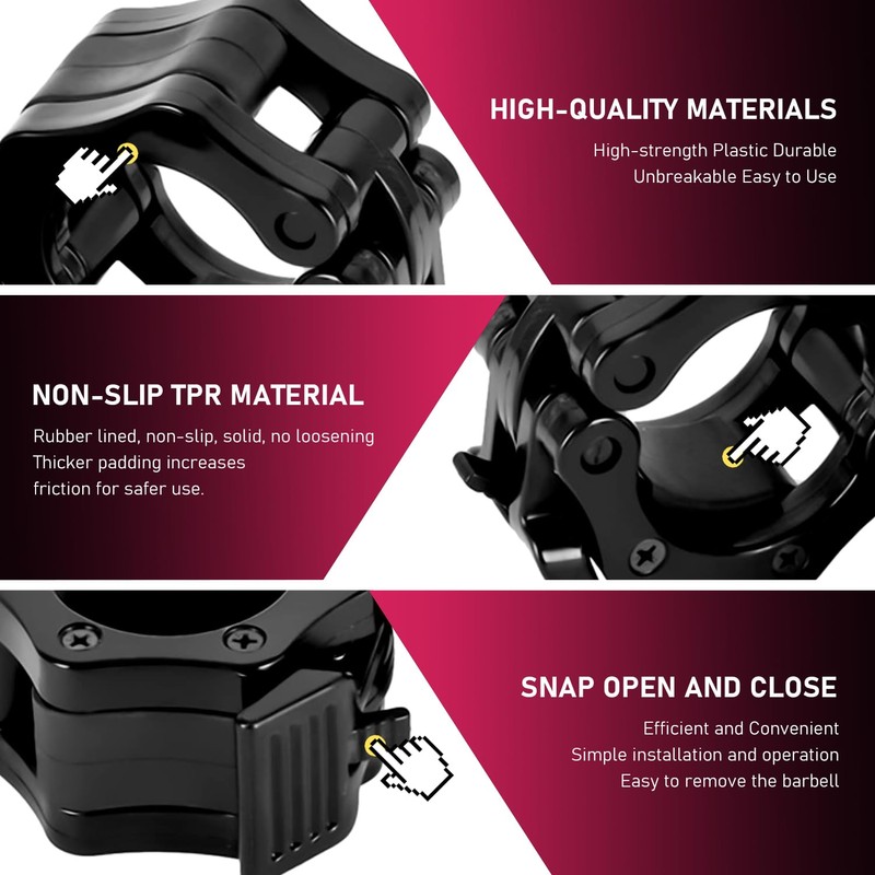 Barbell Clamps 1 Pair Quick Release Weight Bar Clips ABS