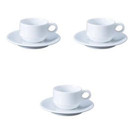 Set of 3 Plage Stack Demitasse C/S [ 9 x 6.5 x 4.8 cm (100cc)] | Cup & Saucer Setomonohonpo