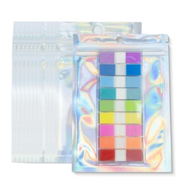 Seuodtm 100 bolsas holográficas transparentes de Mylar con cierre hermético para pequeñas empresas, para recuerdos de fiestas, dulces, joyas, almacenamiento de galletas (4 x 5.5 pulgadas)