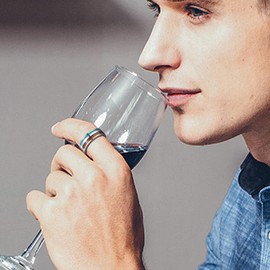 TUNGSTORY Tungsten Rings for Men 8 mm Rose Gold/Silver Wedding Ring with Wood/Opal Inlay Size 54.4 (17.3) - 72 (22.9), Tungsten Carbide