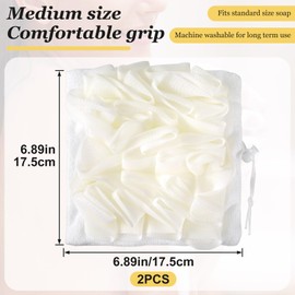 SmallCat 2 Pcs Soap Loofah Pouch, 2 in 1 Soap Bar Loofah, Washable Bar Soap Loofahs Pouch, Loofahs for Bar of Soap Cleansing and Smooth Skin (White)