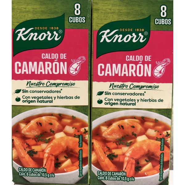 2-Pk Shrimp Broth Flavor Seasoning-Knorr Camaron, 8 cubes/10.5gr each