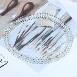 TseenYi Boho Necklace, Simple Herringbone Chain, Fashion Choker for Women and Girls (Silver)