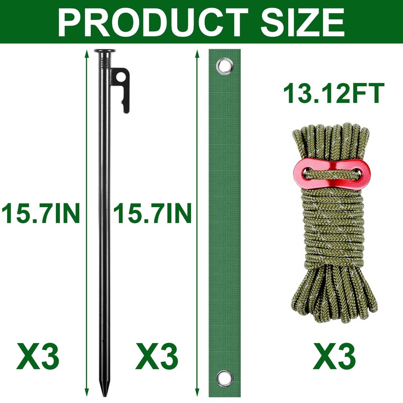 3 Pack Tree Stakes and Supports 15.7 Inch Heavy Duty