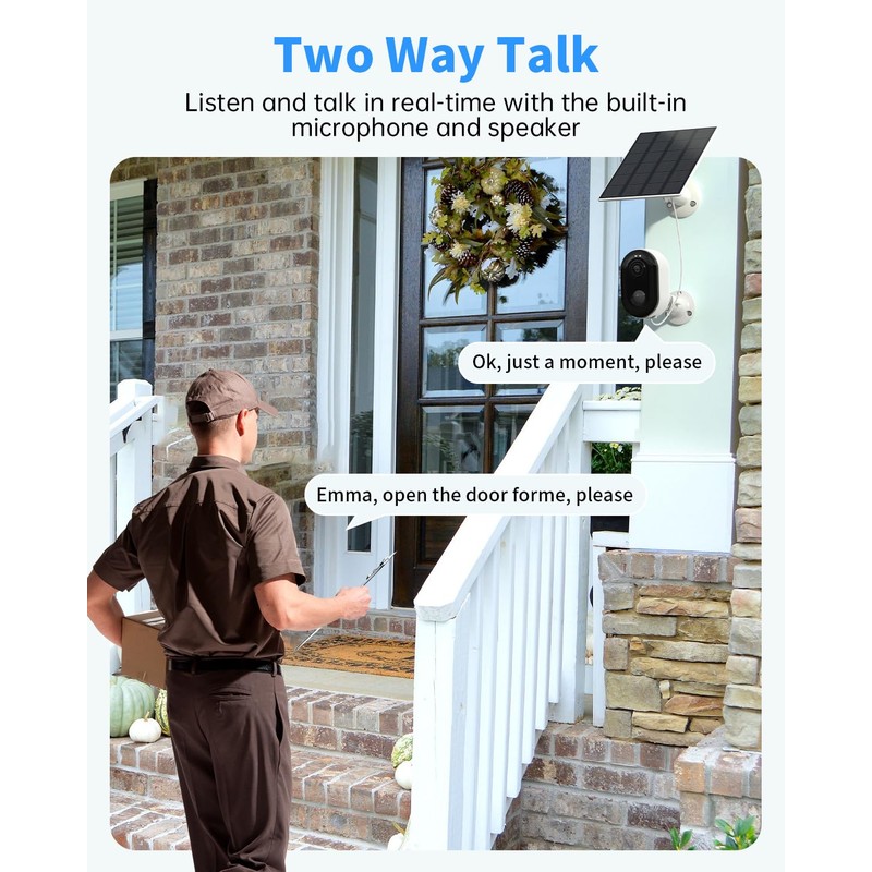Security Cameras Wireless Outdoor, Solar Battery Powered 2k Color Night