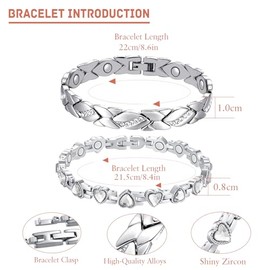 APMGONT APMGONT Magnetisches Armband Frauen Silber, 2 Stck Damen Magnetarmband mit Ultrastarken Magneten, Magnetische Armb?Nder mit Wundersch?Nem, Ordentliches und Glitzerndes Design (Silber B)