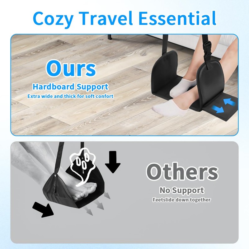 Flight Footrest, Travel Footrest with Memory Foam, Portable, Adjustable, Airplane,