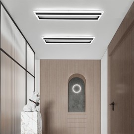 Vloitgol Dimmable Led Ceiling Light with Remote Control 31.5in Modern Linear Flush Mount Ceiling Lighting Fixture Acrylic Long Ceiling Lamp for Living Room Kitchen Dining Room Hallway
