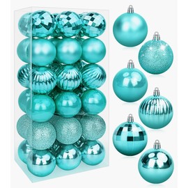 BLAZOR Christmas Baubles, Christmas Ball Ornaments with Strings, M Size, Shatterproof Plastic Christmas Bulbs, Hanging Decorations for Xmas Tree, Holiday, Wedding, Party
