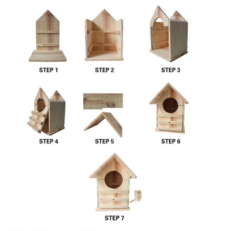Owl Nesting Box for Outdoors - Weatherproof Handmade Wooden Bird