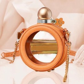 CHARIVA Perfume Bottle Styling Glass with Leak-Proof Silicone Lid, Gift Pu Cup Set, 16oz Capacity, Portable, Perfect for Gift (orange)