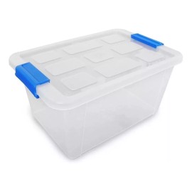 Alica Caja Organizadora De Plastico Transparente 12.5 L Con Tapa Color Azul Liso