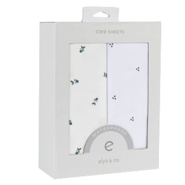 Ely's & Co. - Juego de sábanas impermeables para cuna con patente pendiente | Paquete de 2 bayas y lunares en racimo (azul)