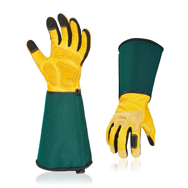 Vgo... Gardening Gloves Long Sleeves in Leather with Touchscreen for