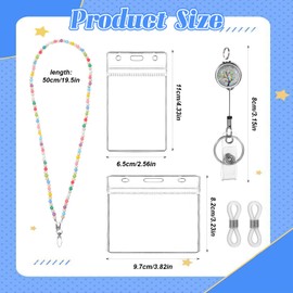 Pack of 2 ID Card Holder with Strap Lanyard with ID Card Holder Badge Holders Colourful Lanyard with Beads Extendable Key Ring Badge Holder for Women, Keys, Glasses Chains, Card Holder